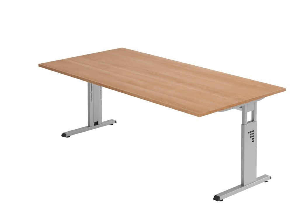 Produktbild Hammerbacher Schreibtisch C-Fuß 200 x 100 cm Nussbaum Silber