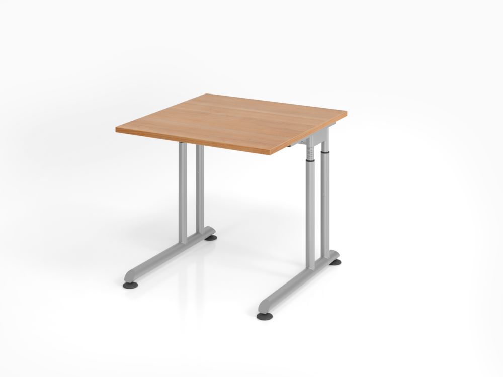 Produktbild Hammerbacher Schreibtisch ZS08 C-Fuß 80 x 80 cm Nussbaum / Silber