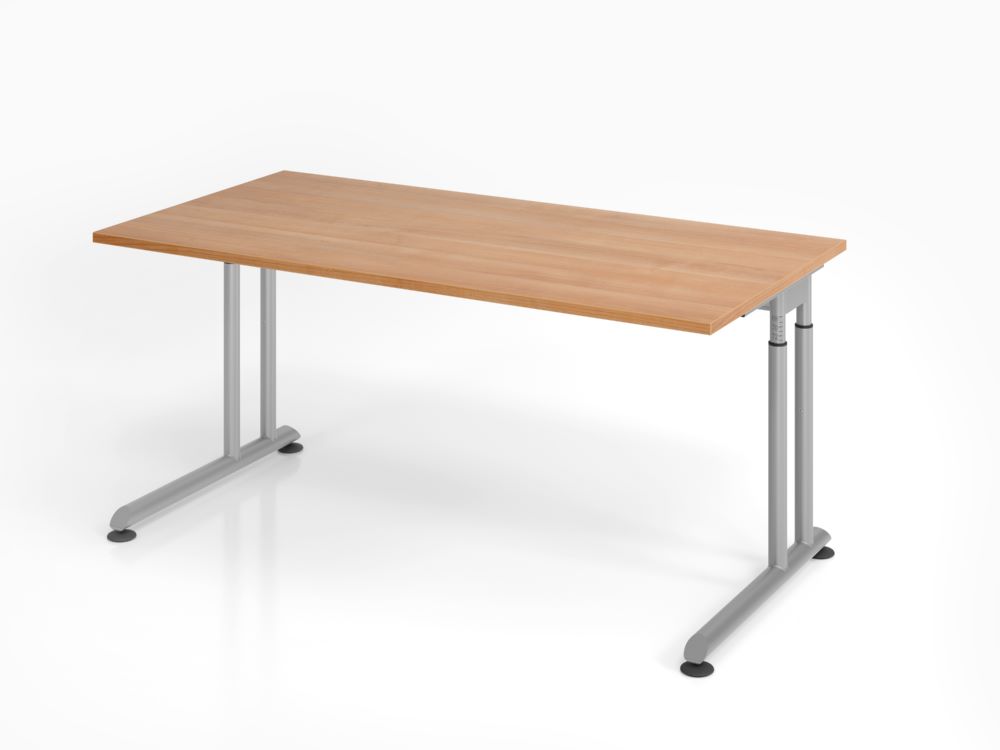 Produktbild Hammerbacher ZS16 Schreibtisch C-Fuß 160 x 80 cm Nussbaum / Silber Höhe 68 - 82 cm