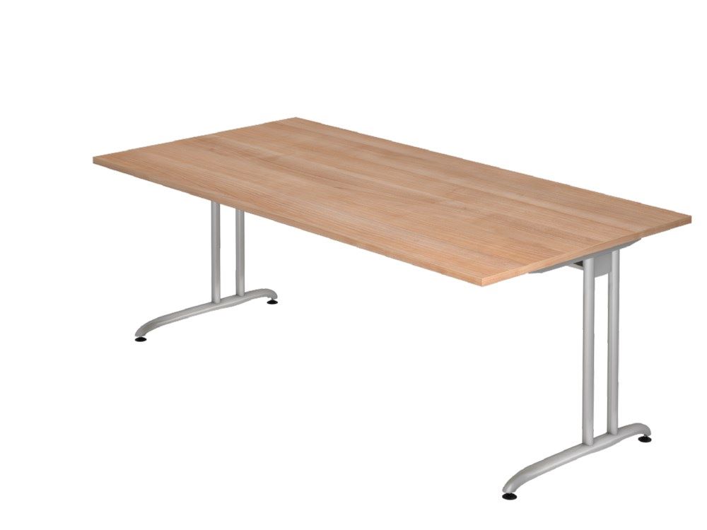 Produktbild Hammerbacher Schreibtisch C-Fuß 200 x 100 cm Nussbaum Arbeitshöhe 72 cm 