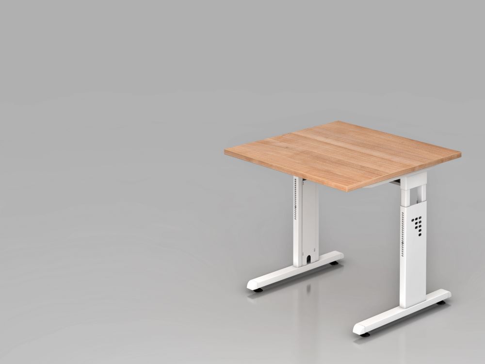 Produktbild Hammerbacher Schreibtisch C-Fuß höheneinstellbar 80 x 80 cm Nussbaum / Weiß