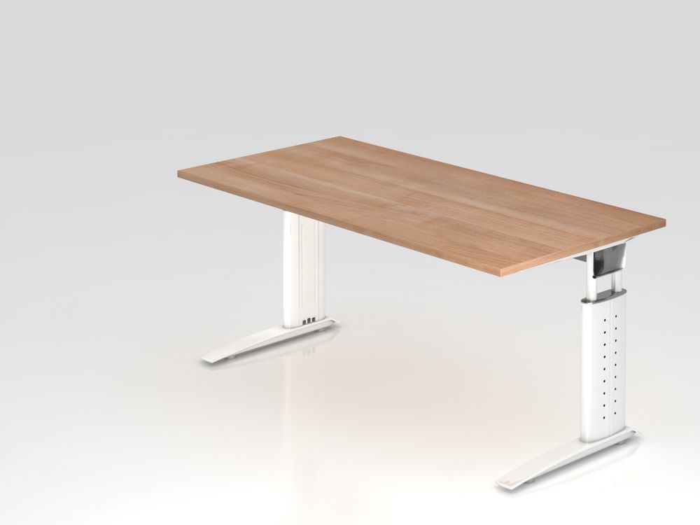 Produktbild Hammerbacher Schreibtisch C-Fuß-Gestell in Weiß 160 x 80 cm Nussbaum