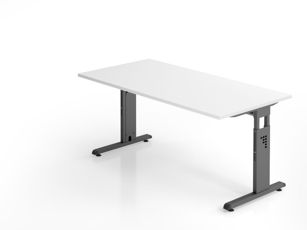 Produktbild Hammerbacher Schreibtisch Höhe 65 - 85 cm C-Fuß 160 x 80 cm Weiß / Graphit
