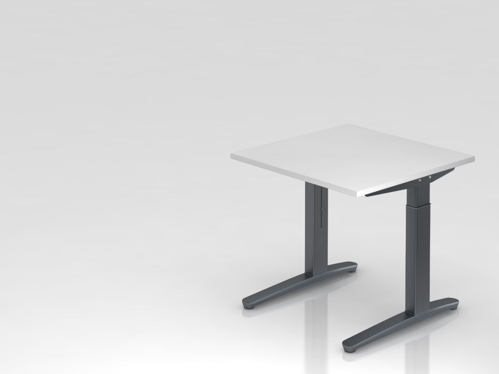 Produktbild Hammerbacher XB08 Schreibtisch C-Fuß 80 x 80 cm Weiß / Graphit Arbeitshöhe 65 - 85 cm