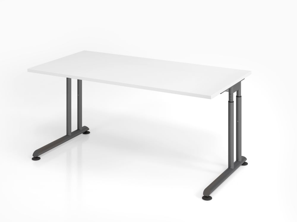 Produktbild Hammerbacher Schreibtisch C-Fuß höheneinstellbar 160 x 80 cm Weiß / Graphit