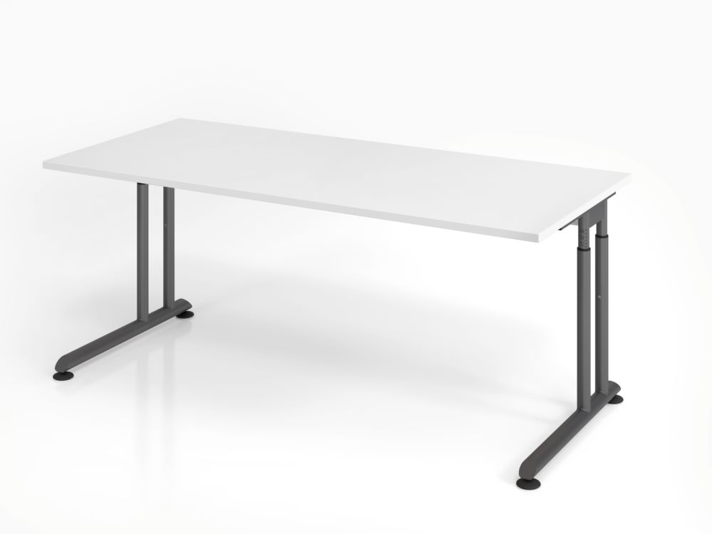 Produktbild Hammerbacher Schreibtisch ZS19 C-Fuß 180 x 80 cm Weiß / Graphit Arbeitshöhe 68 - 82 cm