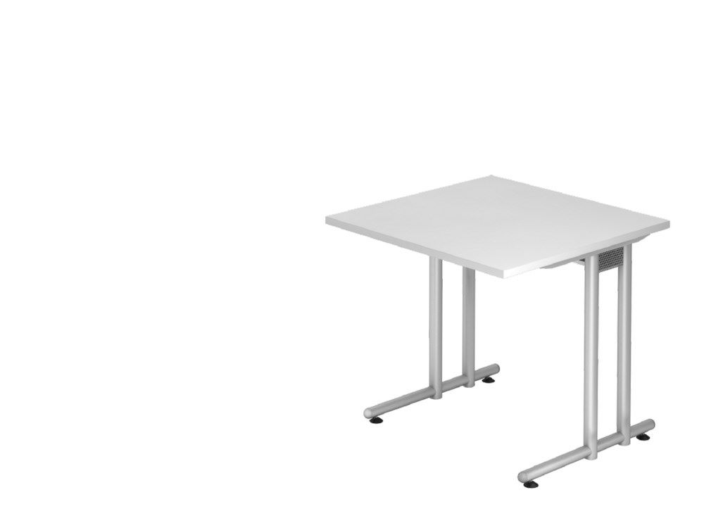 Produktbild Hammerbacher Schreibtisch C-Fuß 80 x 80 cm Weiß / Silber Arbeitshöhe 72 cm