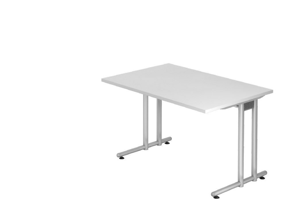 Produktbild Hammerbacher Schreibtisch C-Fuß 120 x 80 cm Weiß / Silber Arbeitshöhe 72 cm