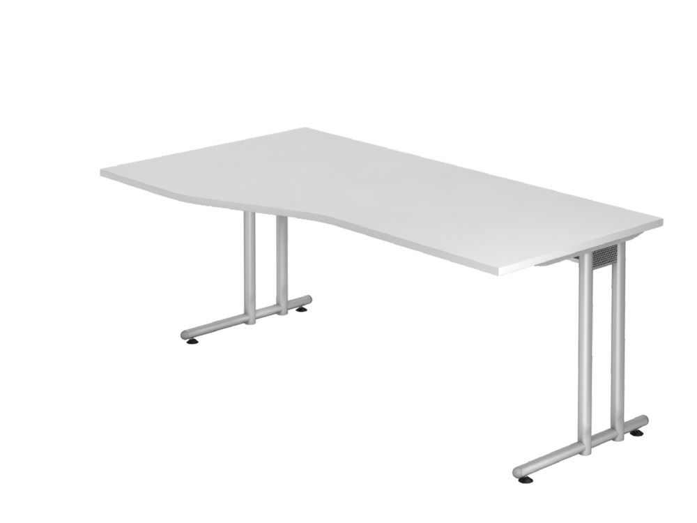 Produktbild Hammerbacher Schreibtisch C-Fuß 180 x 100/80 cm Weiß Silber