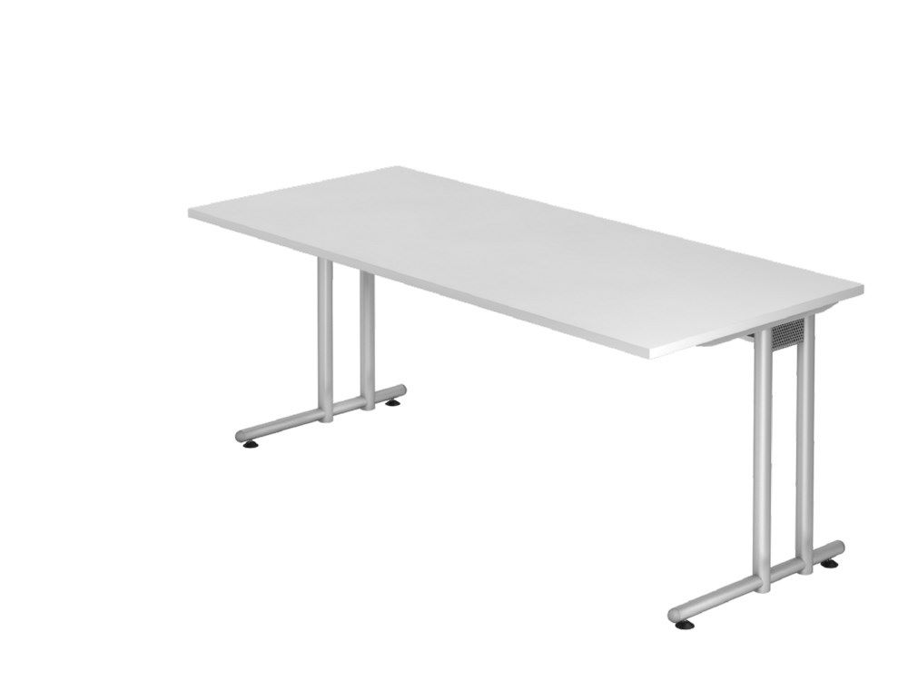 Produktbild Hammerbacher Schreibtisch C-Fuß 180 x 80 cm Weiß Silber