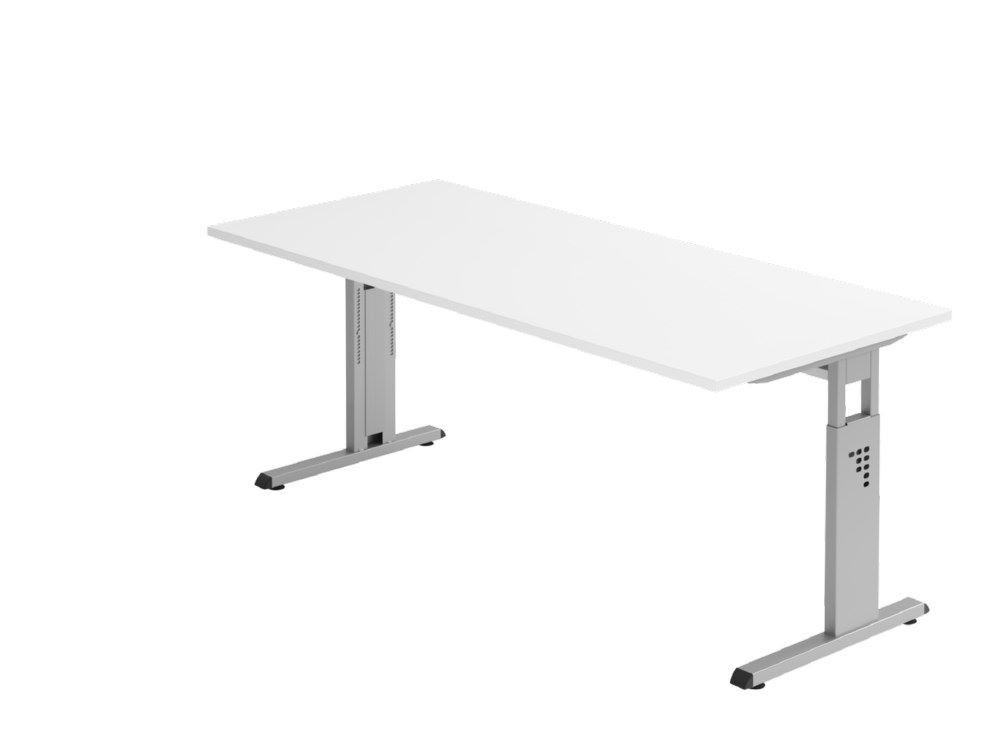 Produktbild Hammerbacher Schreibtisch C-Fuß 180 x 80 cm Weiß Silber