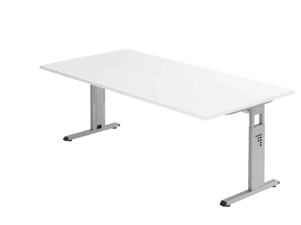Produktbild Hammerbacher Schreibtisch OS2E C-Fuß 200 x 100 cm Weiß Silber