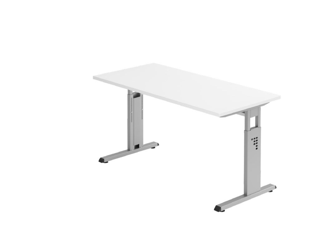 Produktbild Hammerbacher Schreibtisch OS614 C-Fuß 140 x 67 cm Weiß Silber