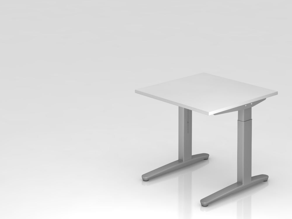 Produktbild Hammerbacher Schreibtisch XB08 C-Fuß Gestell Silber 80 x 80 cm Weiß