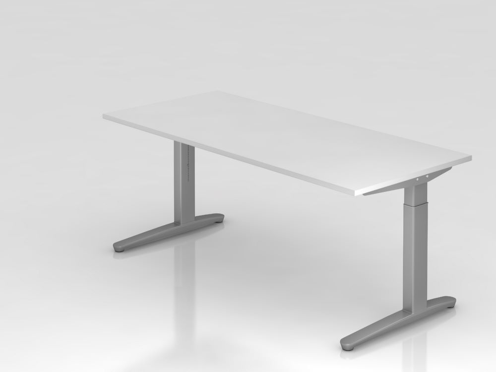 Produktbild Hammerbacher Schreibtisch rechteckig 180 x 80 cm Füße in Silber