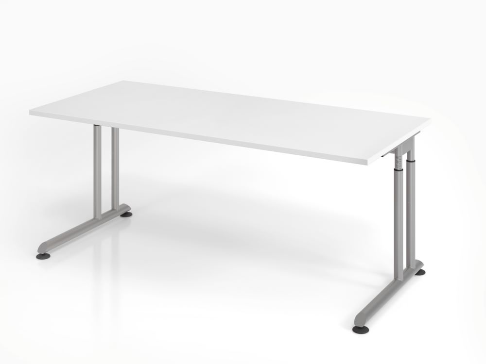 Produktbild Hammerbacher Schreibtisch ZS19 C-Fuß 180 x 80 cm Weiß / Silber