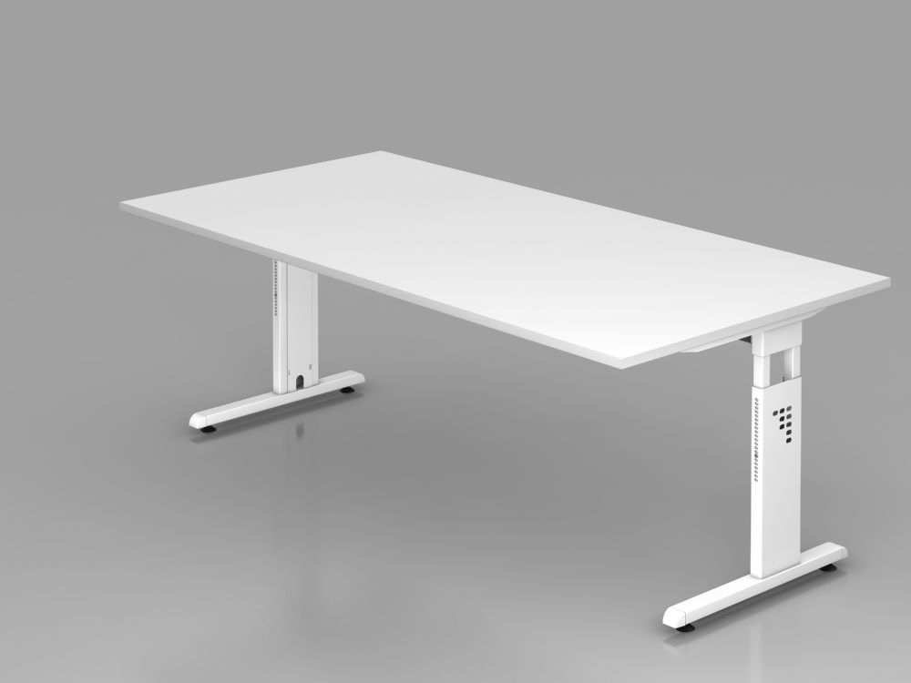 Produktbild Hammerbacher OS2E Schreibtisch C-Fuß 200 x 100 cm Weiß C-Fuß-Gestell in Weiß