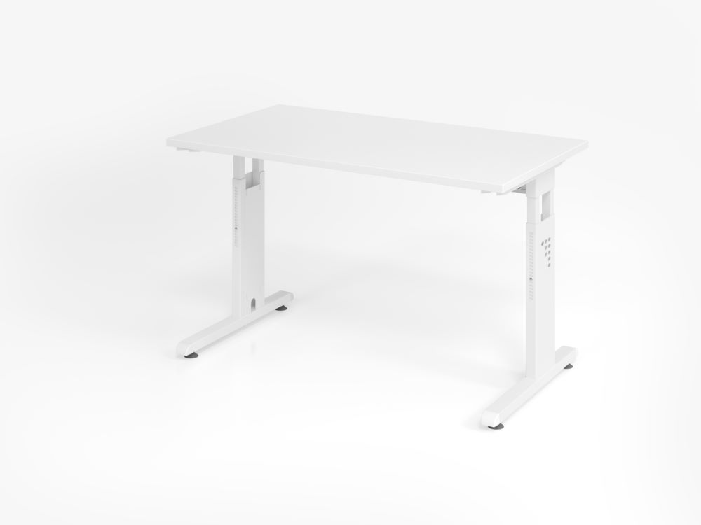 Produktbild Hammerbacher Schreibtisch C-Fuß 120 x 67 cm Weiß / Weiß höheneinstellbar