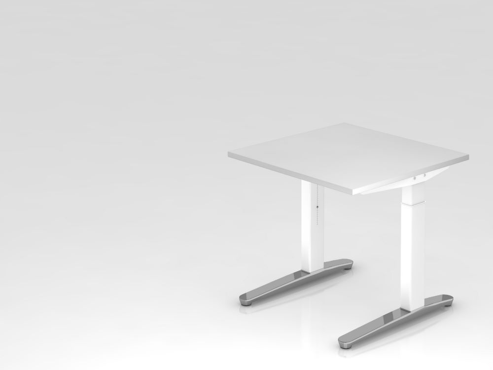 Produktbild Hammerbacher Schreibtisch C-Fuß höheneinstellbar 80 x 80 cm Weiß / Weiß