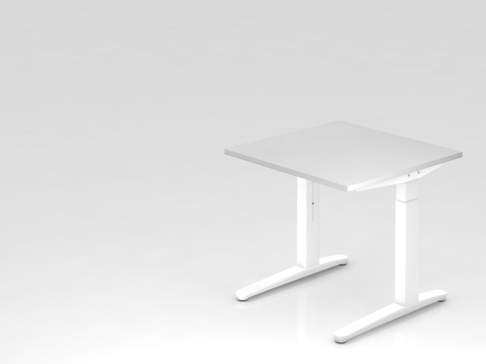Produktbild Hammerbacher Schreibtisch C-Fuß 80 x 80 cm Weiß Arbeitshöhe 65 - 85 cm höheneinstellbar