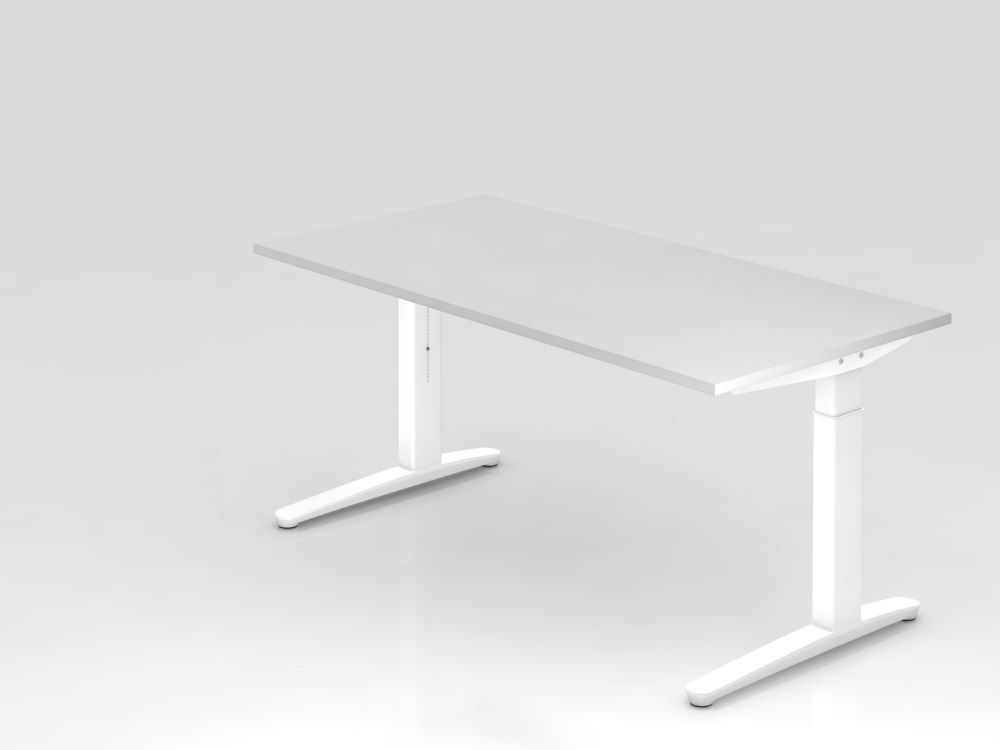 Produktbild Hammerbacher Schreibtisch in weiß mit C Fuß Maße 160 x 80 cm