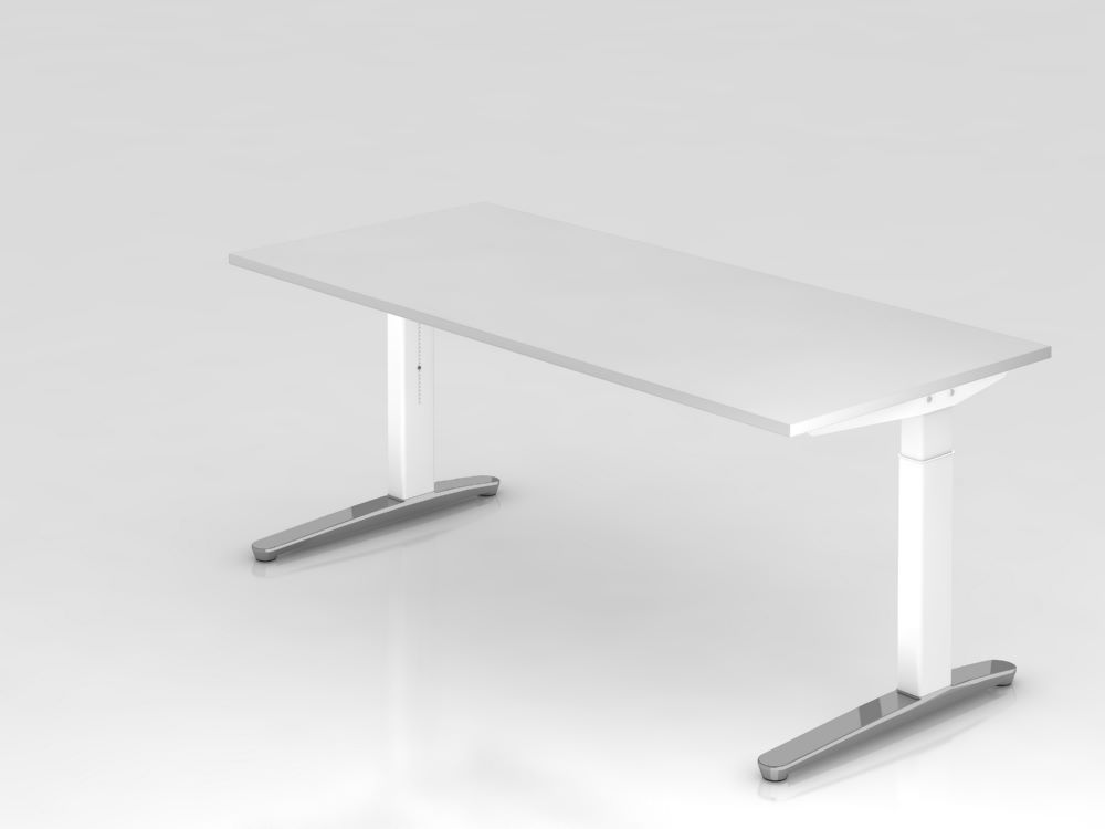 Produktbild Hammerbacher Schreibtisch C Fuß in weiß 180 x 80 cm Platte in weiß