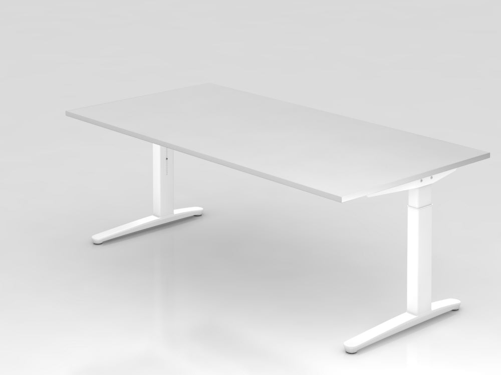 Produktbild Hammerbacher Schreibtisch mit C Fuß 200 x 100 cm Farbe Weiß