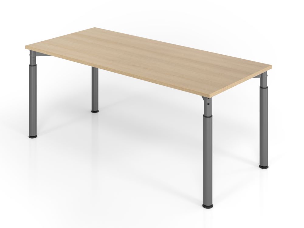 Produktbild Hammerbacher Schreibtisch 4-Fuß Gestell in Graphit 180 x 80 cm Eiche Höhe 68 - 82 cm