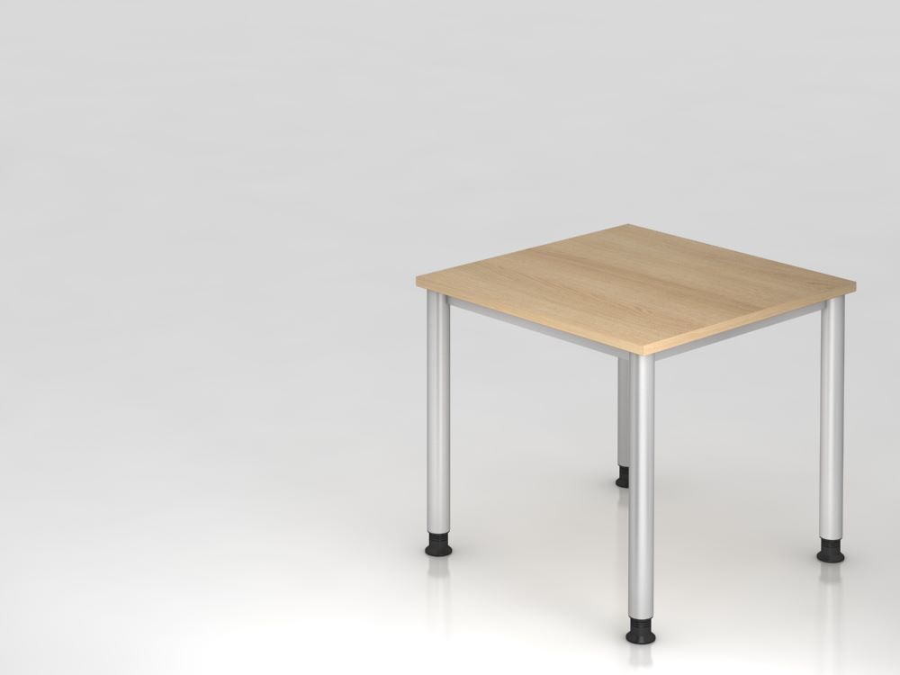 Produktbild Hammerbacher Schreibtisch 4-Fuß-Gestell in Silber 80 x 80 cm Eiche
