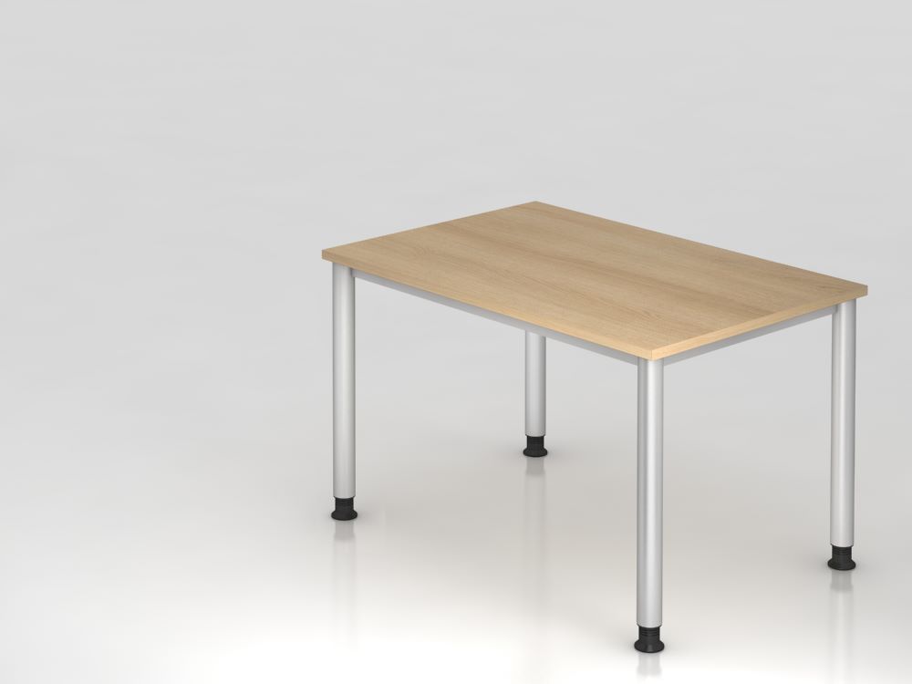Produktbild Hammerbacher Schreibtisch 4 Fuß 120 x 80 cm Eiche / Silber