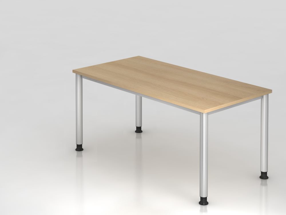Produktbild Hammerbacher Schreibtisch 4 Fuß 160 x 80 cm Eiche / Silber Arbeitshöhe 68,5 - 81cm
