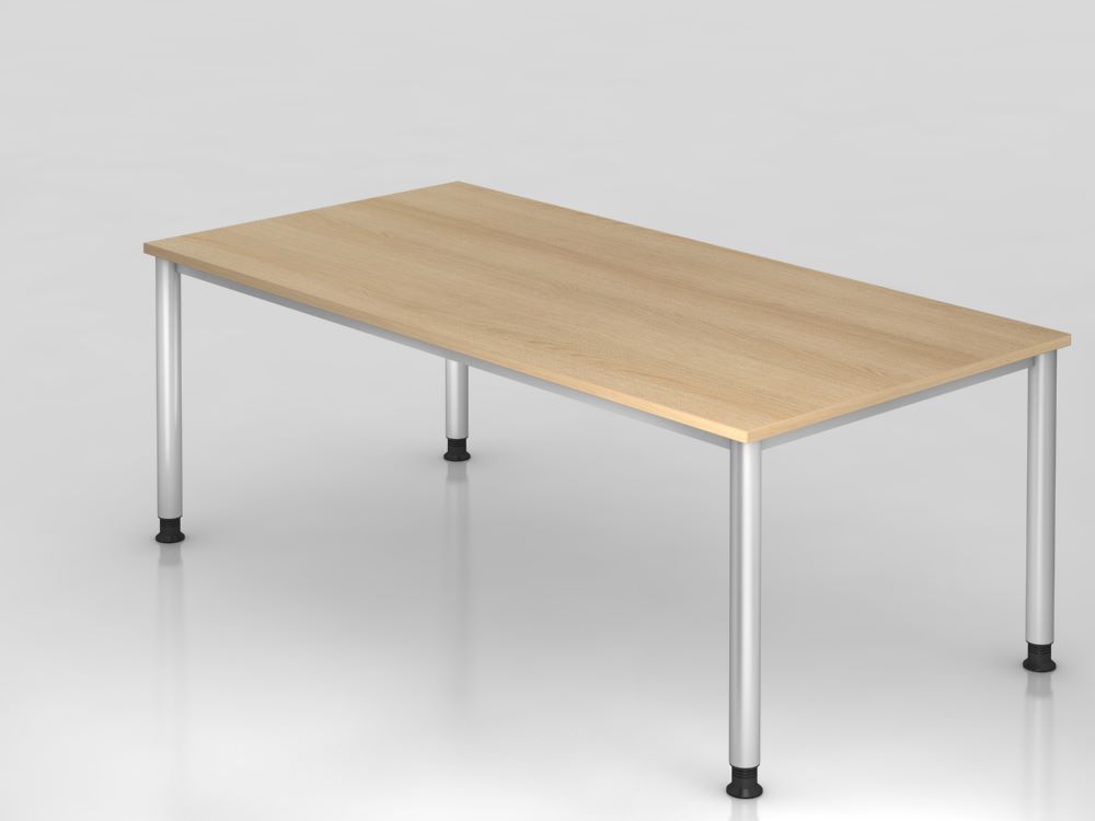 Produktbild Hammerbacher Schreibtisch höhe 68,5 - 81 cm 4 Fuß 200 x 100 cm Eiche / Silber
