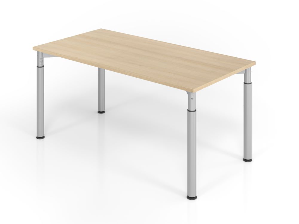 Produktbild Hammerbacher Schreibtisch 4 Fuß 160 x 80 cm Eiche / Silber Arbeitshöhe 68 - 82 cm