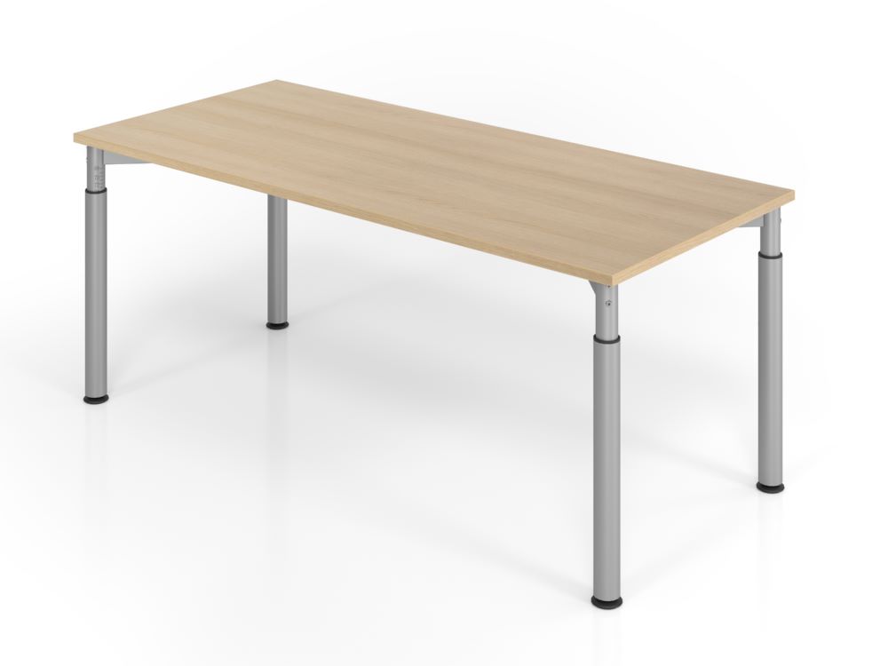 Produktbild Hammerbacher Schreibtisch YS19 4 Fuß 180 x 80 cm Eiche / Silber höheneinstellbar