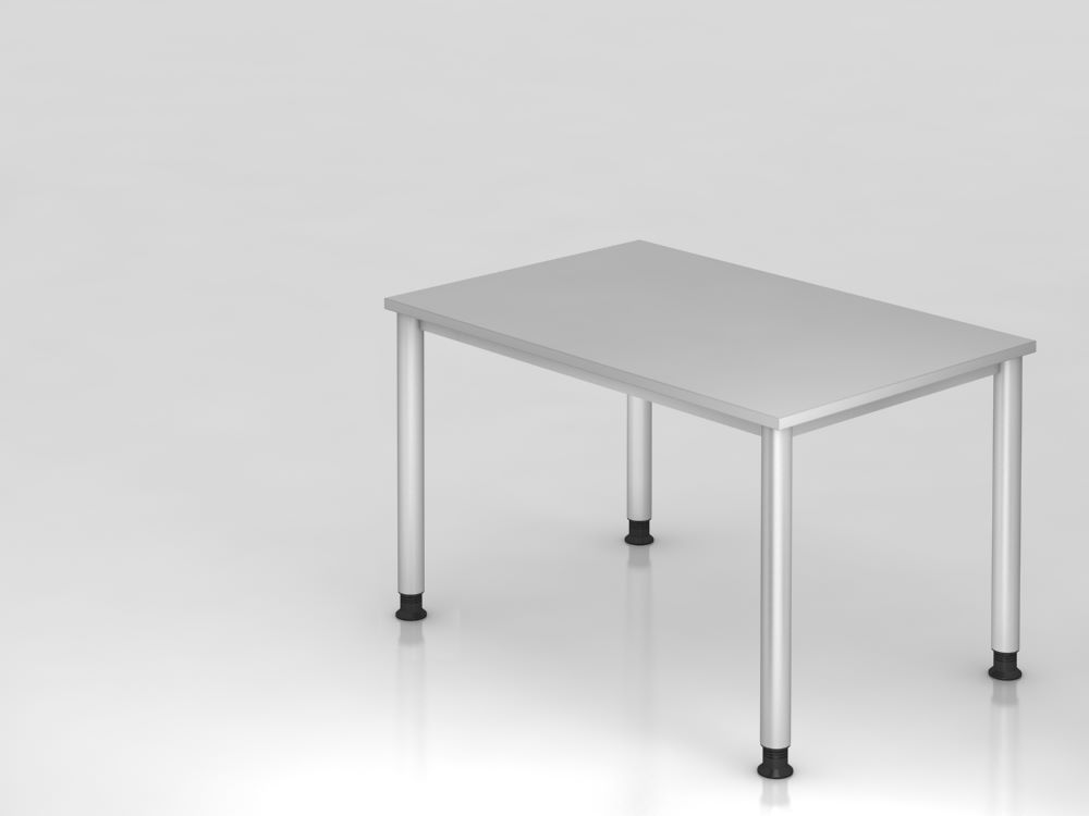 Produktbild Hammerbacher Schreibtisch 4 Fuß 120 x 80 cm Grau / Silber