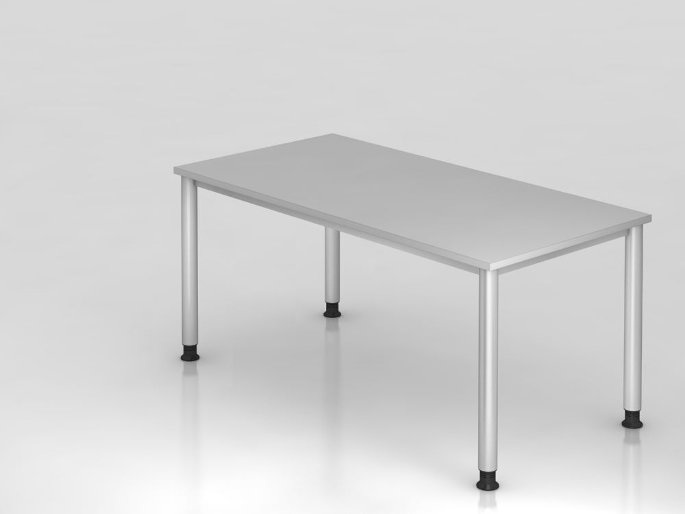 Produktbild Hammerbacher Schreibtisch 4 Fuß 160 x 80 cm Platte 25 mm Grau / Silber