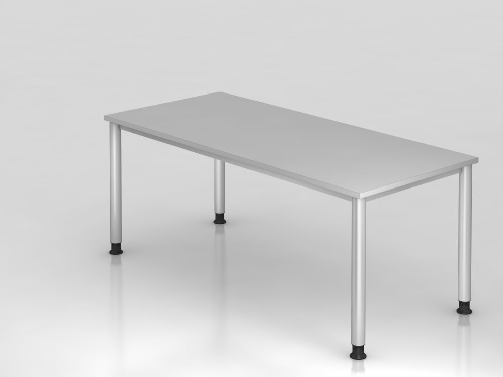 Produktbild Hammerbacher Schreibtisch 4 Fuß 180 x 80 cm Höhe 68,5 - 81cm Grau / Silber