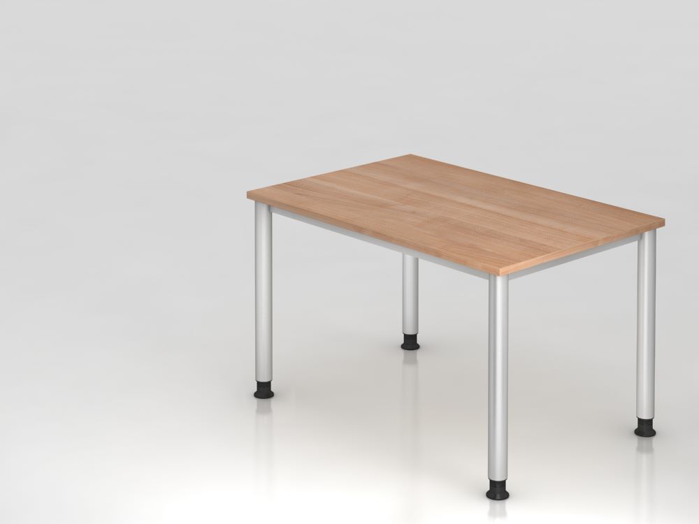 Produktbild Hammerbacher Schreibtisch 120 x 80 cm Nussbaum 4-Fuß-Gestell in Silber