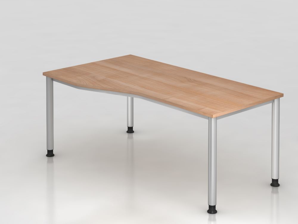 Produktbild Hammerbacher Schreibtisch HS18 4 Fuß 180 x 100 / 80 cm Nussbaum Platte 25 mm