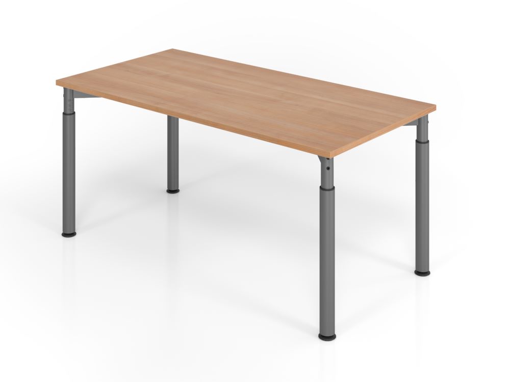 Produktbild Hammerbacher Schreibtisch YS16 4 Fuß 160 x 80 cm Nussbaum / Graphit Höhe 68 - 82 cm