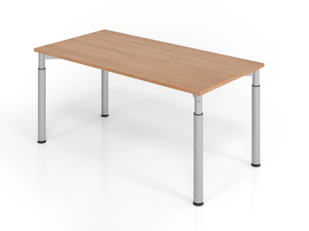 Produktbild Hammerbacher Schreibtisch 4 Fuß 160 x 80 cm Nussbaum / Silber höheneinstellbar