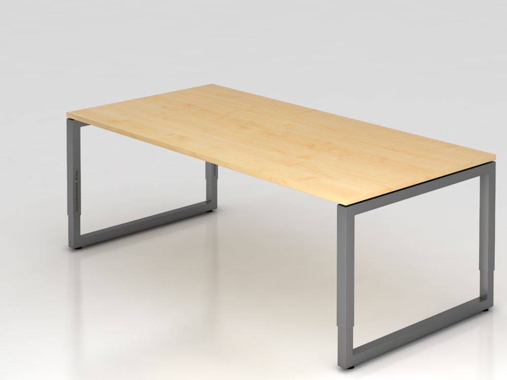 Produktbild Hammerbacher Schreibtisch O-Fuß eckig 200 x 100 cm Ahorn / Graphit Höhe 65 - 85 cm