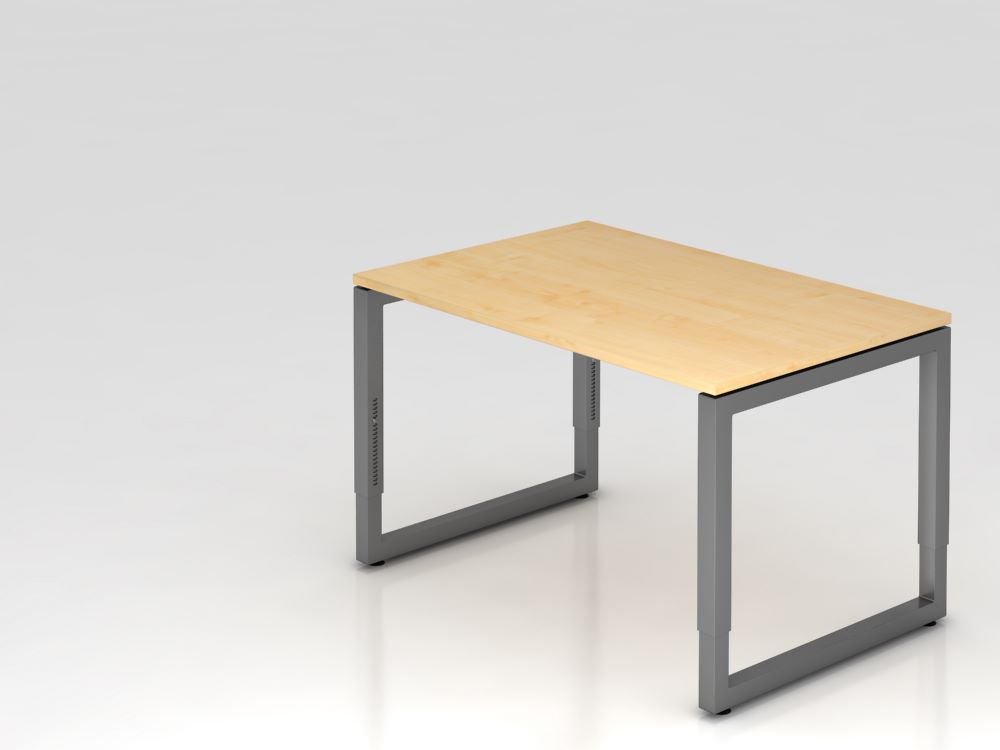 Produktbild Hammerbacher Schreibtisch O-Fuß eckig 120 x 80 cm Ahorn / Graphit Arbeitshöhe 65 - 85 cm