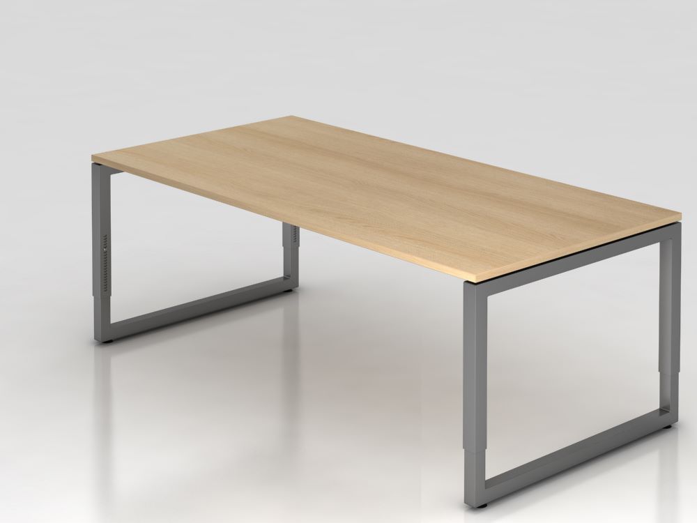 Produktbild Hammerbacher Schreibtisch O-Fuß eckig 200 x 100 cm Höhe 65 - 85 cm Eiche / Graphit