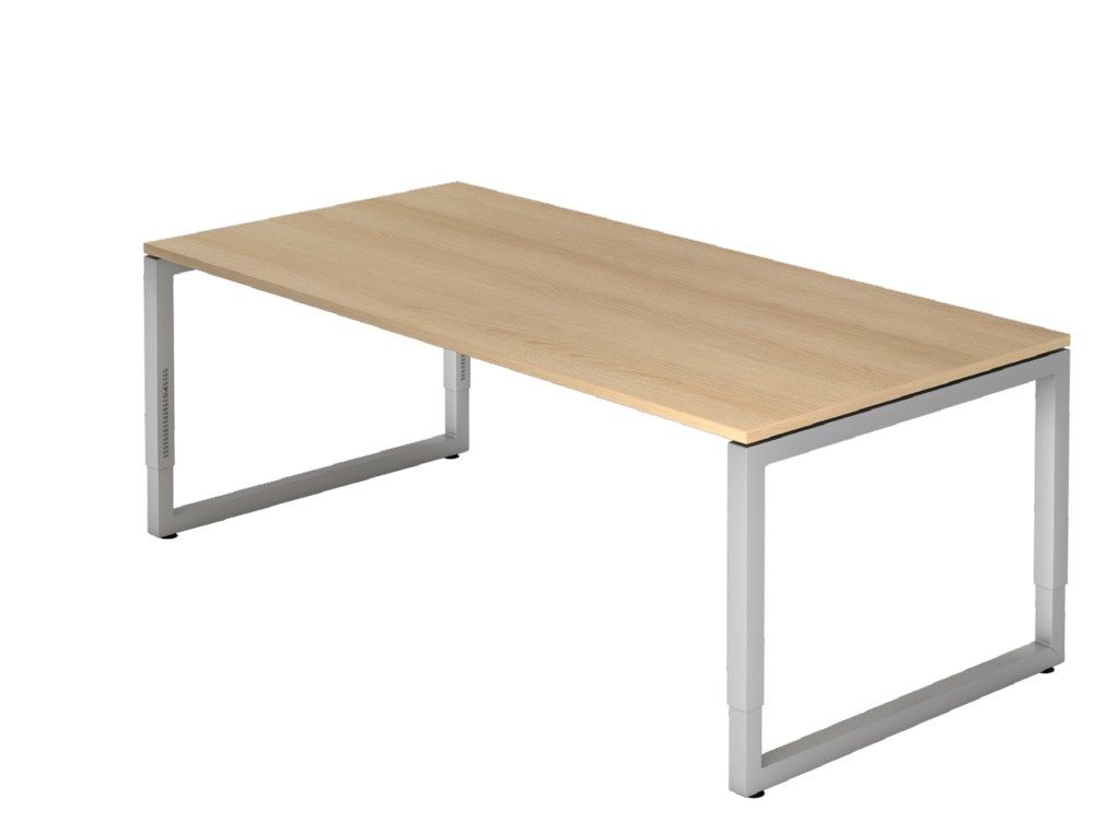 Produktbild Hammerbacher Schreibtisch O-Fuß eckig 200 x 100 cm Eiche Arbeitshöhe 65 - 85 cm