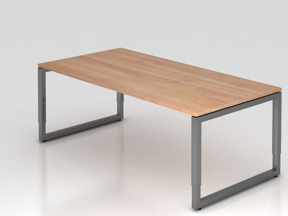 Produktbild Hammerbacher Schreibtisch O-Fuß eckig 200 x 100 cm Nussbaum / Graphit