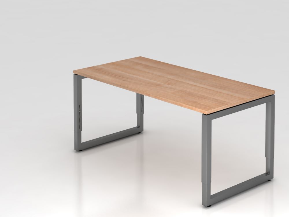 Produktbild Hammerbacher Schreibtisch O-Fuß eckig 160 x 80 cm höheneinstellbar Nussbaum Graphit