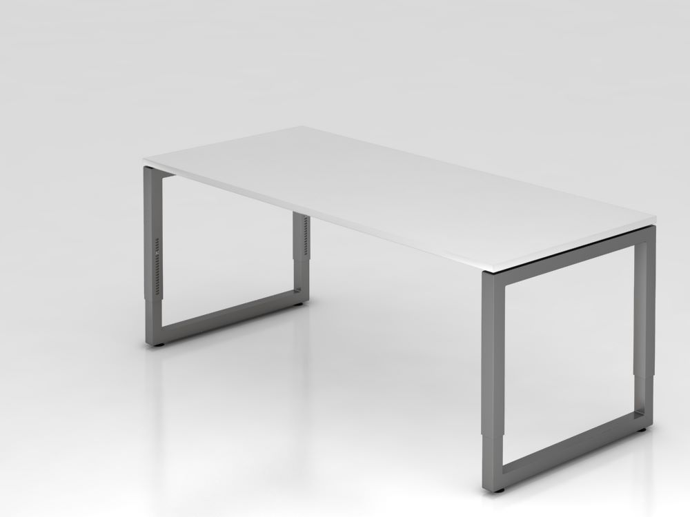 Produktbild Hammerbacher Schreibtisch O-Fuß eckig Weiß / Graphit 180 x 80 cm