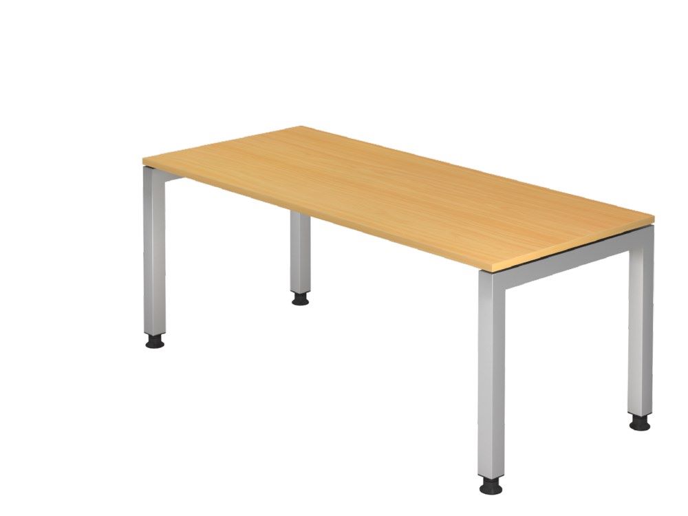 Produktbild Hammerbacher Schreibtisch U-Fuß eckig 180 x 80 cm Buche 4-Fuß-Gestell in Silber