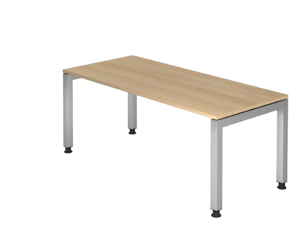 Produktbild Hammerbacher Schreibtisch U-Fuß eckig 180 x 80 cm Eiche 4-Fuß-Gestell in Silber